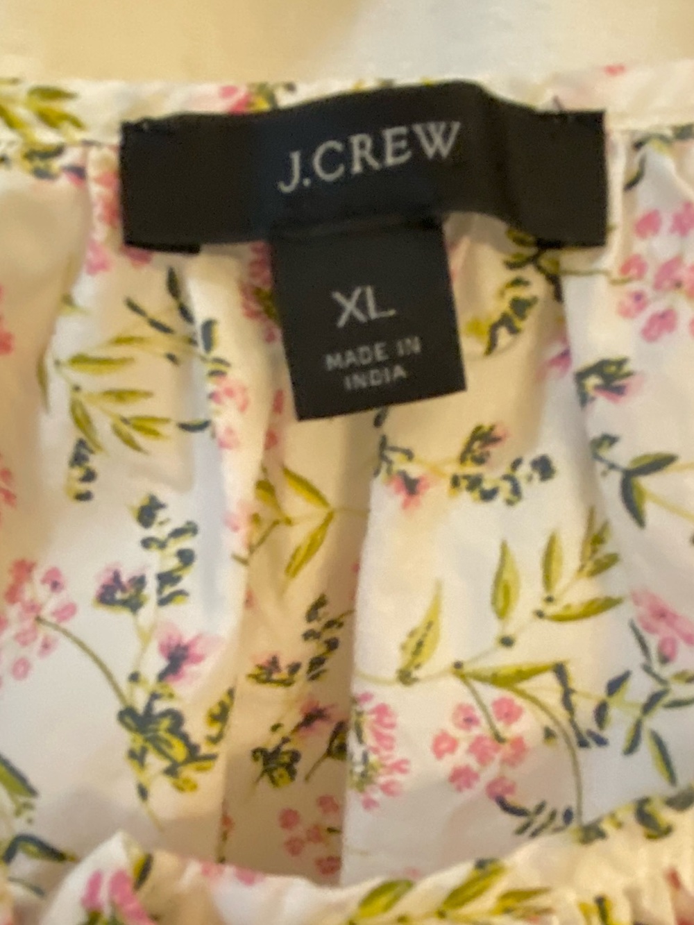 J Crew Button Down Peasant style Top. Flat Collar w/Tie at Top. Size XL. Cotton - Picture 4 of 11